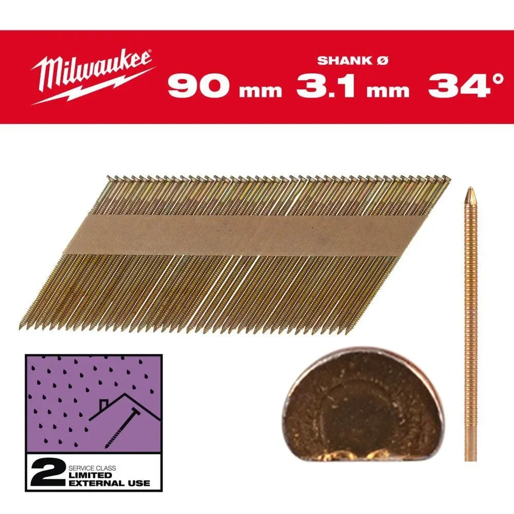 Milwaukee 34° runkonaulat D-kanta 90 mm 2.200kpl - Puutarhakone