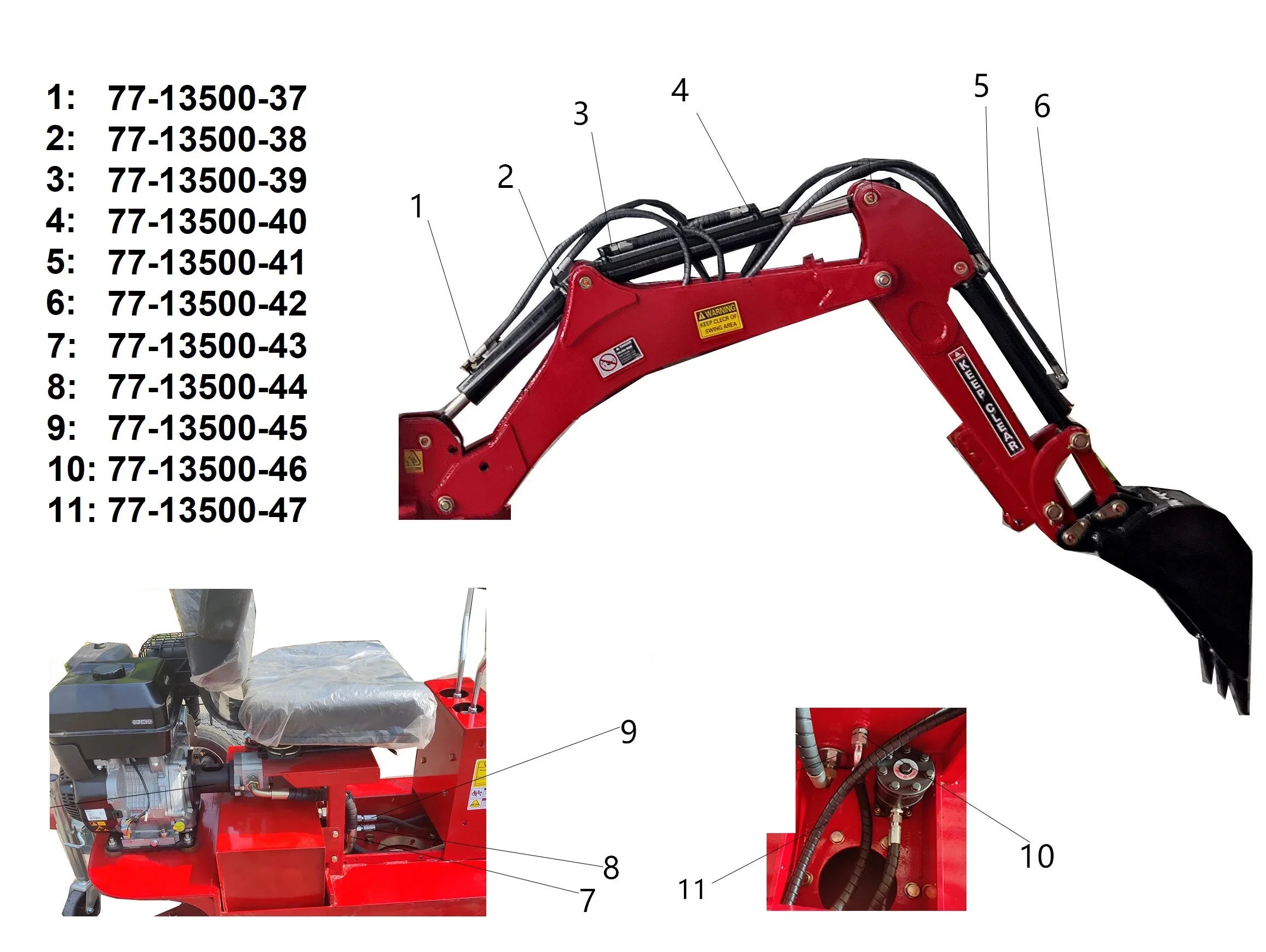 Bronco Hydrauliletku Siirtopuomi takimmainen 77-13500