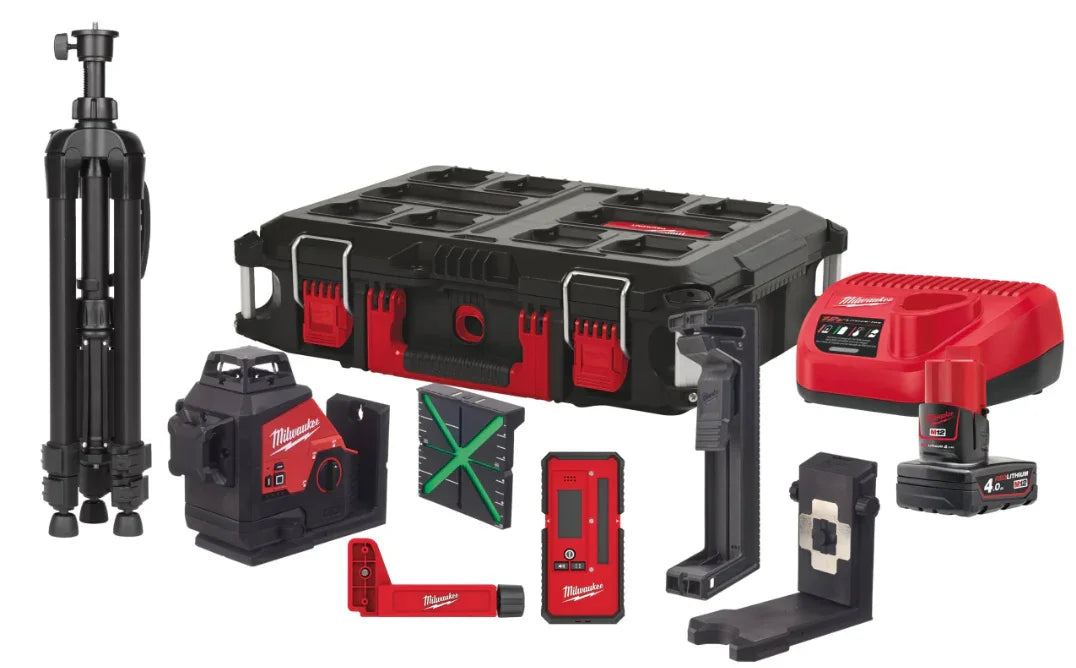 Milwaukee ristilinjalaaseri M12 3PL KIT -401P -setti