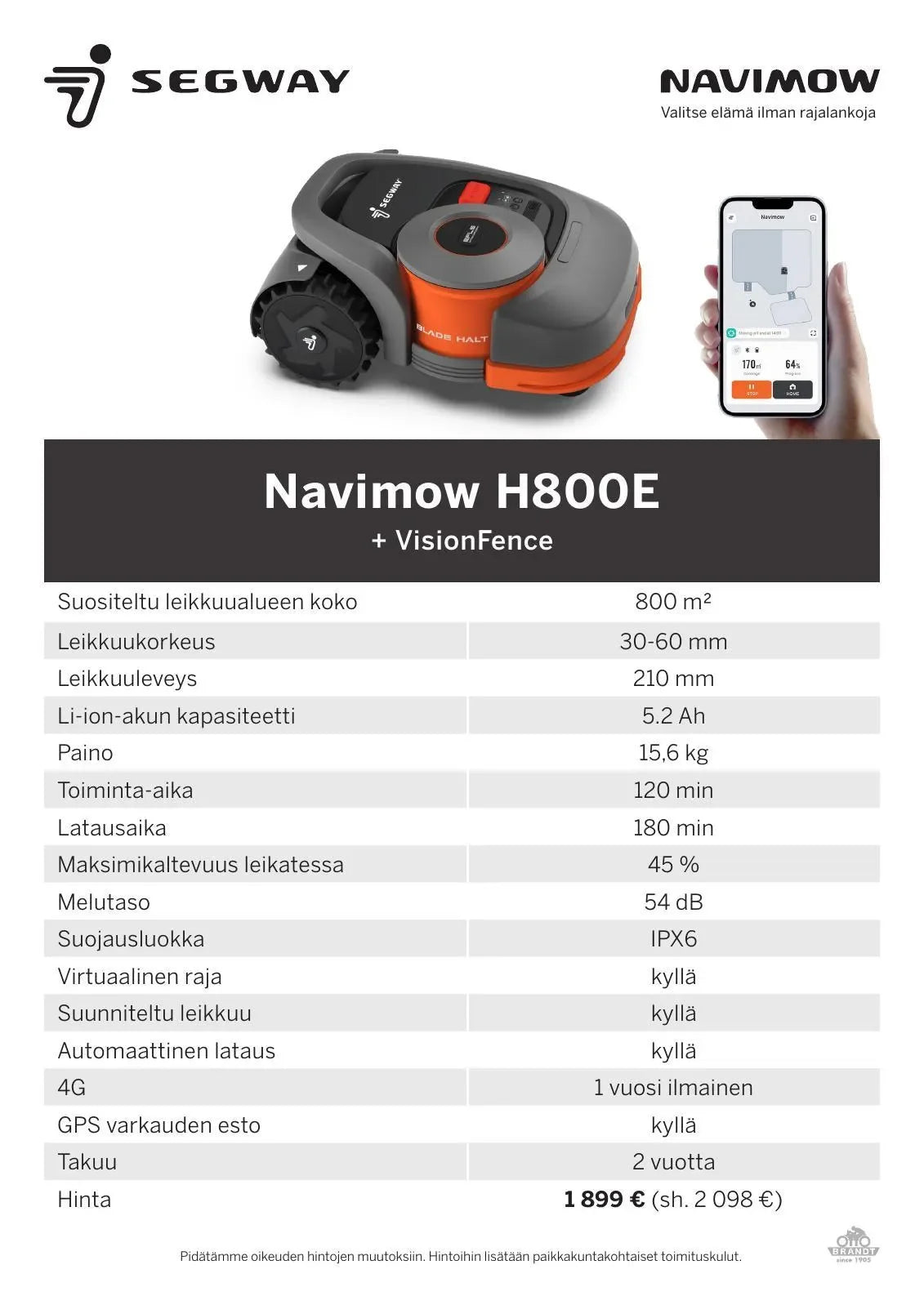 Segway navimow H800E robottileikkuri - Puutarhakone