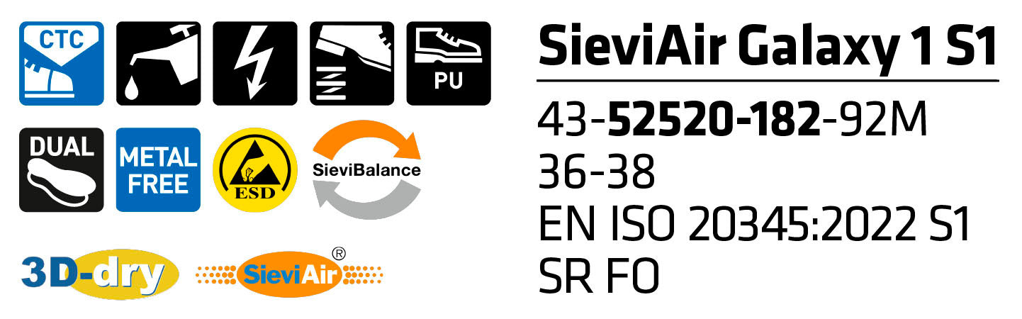 Sievi Air Galaxy 1 XL S1 turvajalkine