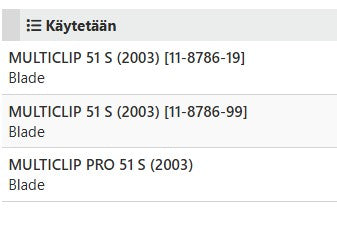 Stiga terä Multiclip pro 51