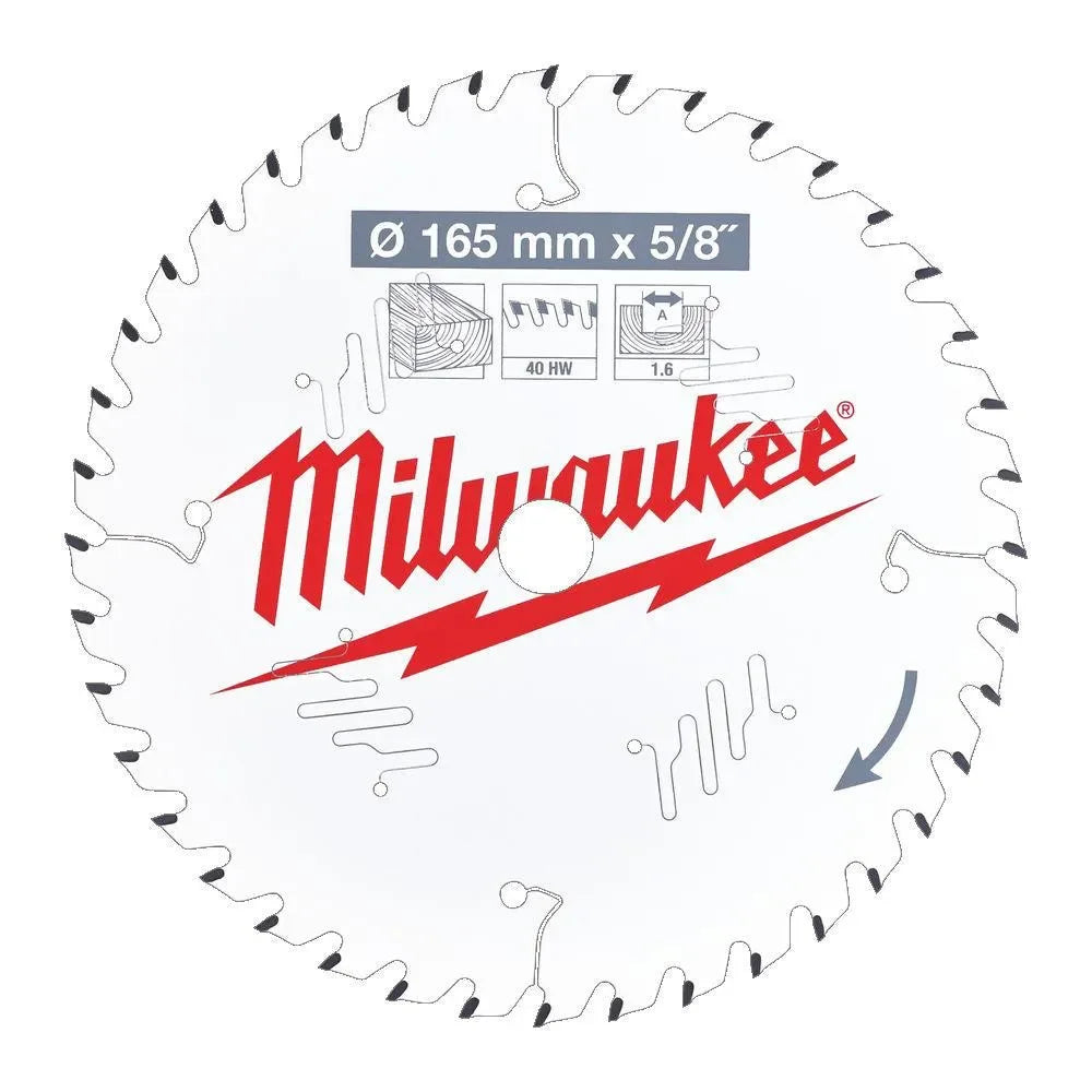 Milwaukee pyörösahanterä puulle W165/5/8"/40T - Puutarhakone