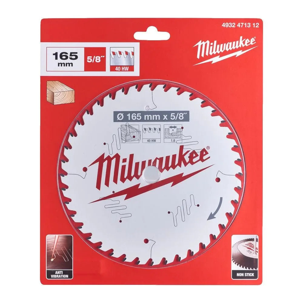 Milwaukee pyörösahanterä puulle W165/5/8"/40T - Puutarhakone