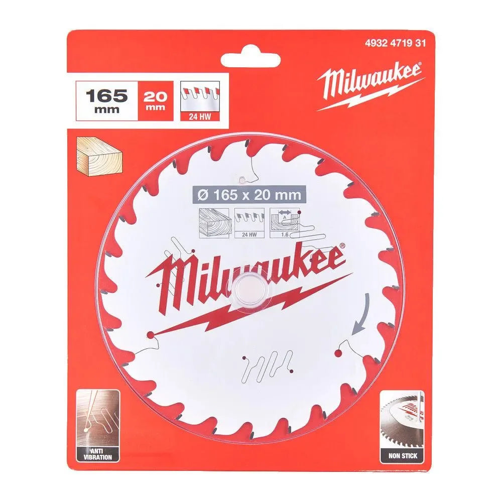 Milwaukee pyörösahanterä puulle W165/20/24T - Puutarhakone