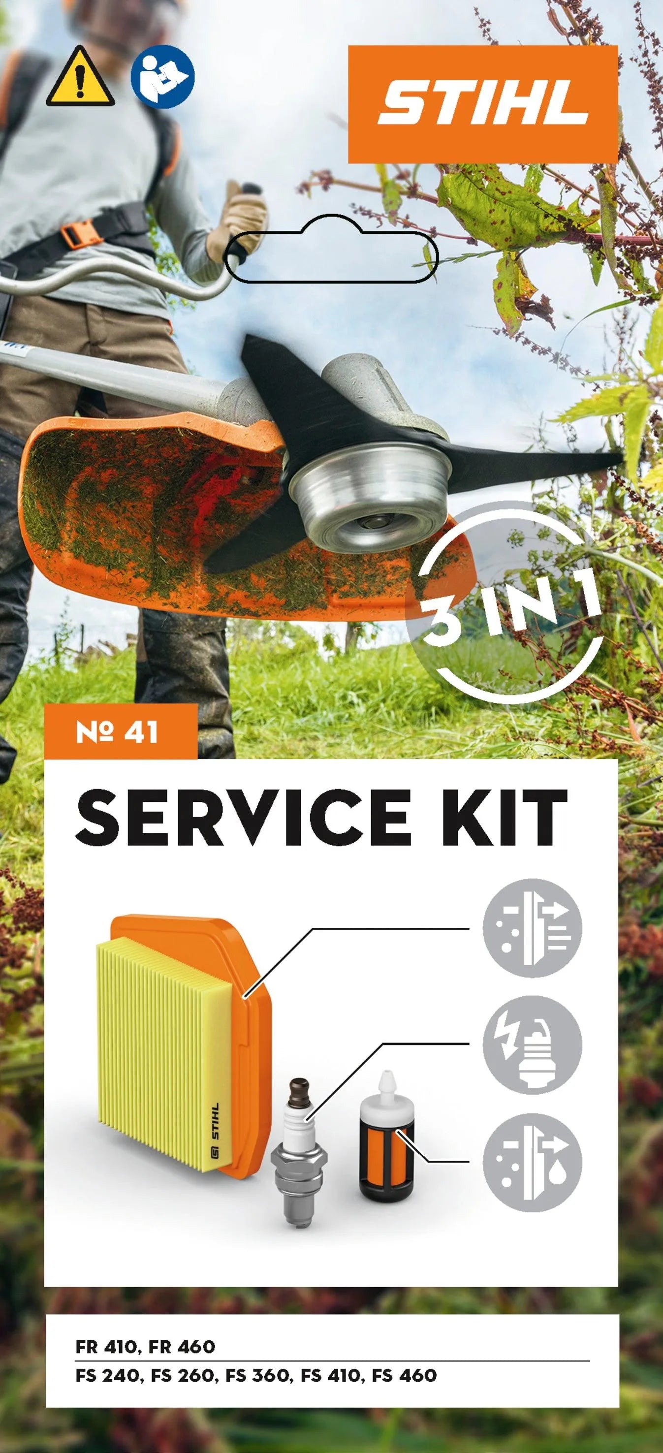 STIHL huoltosarja 41, FS 240, 260, 360, 410 ja 460/461 - Puutarhakone