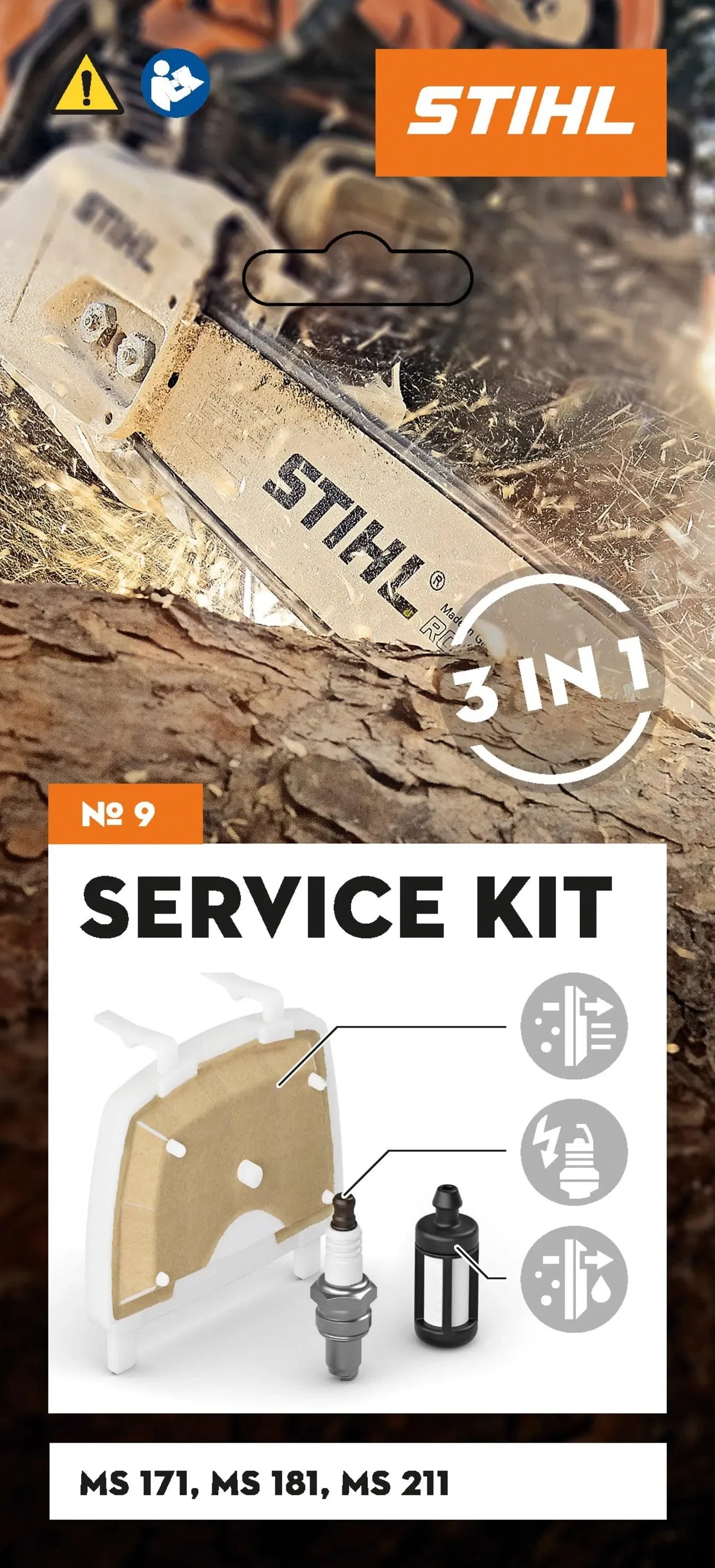 STIHL huoltosarja 9, MS 171, 181, 211 - Puutarhakone