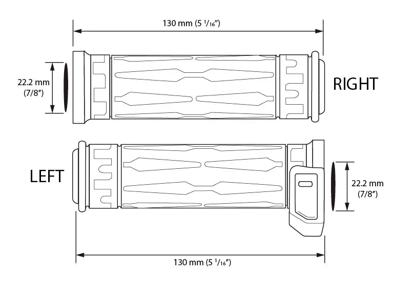 Hyper Lämpökahvat integr.katkaisin 22/22mm , peukalon lämm.sis.