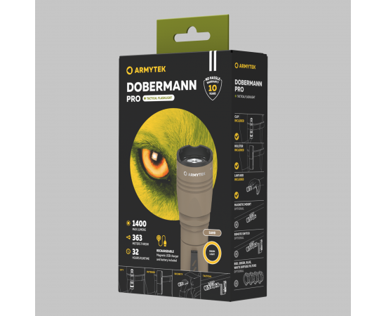 Armytek Dobermann Pro Magnet USB Sand (lämmin valo)