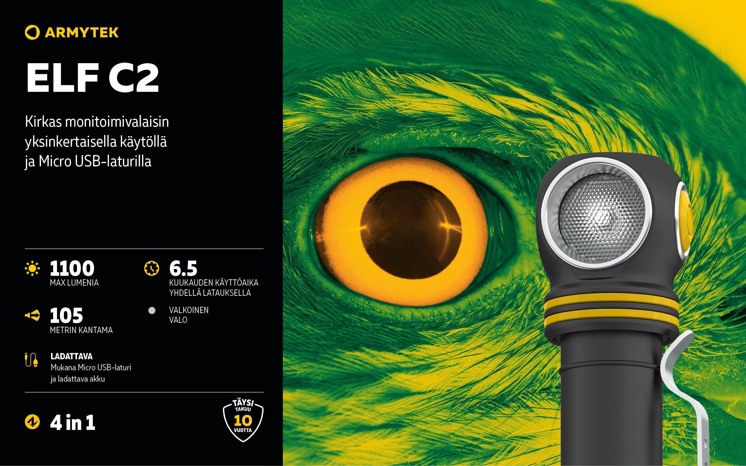 Armytek Elf C2 USB-C -otsavalo - Puutarhakone