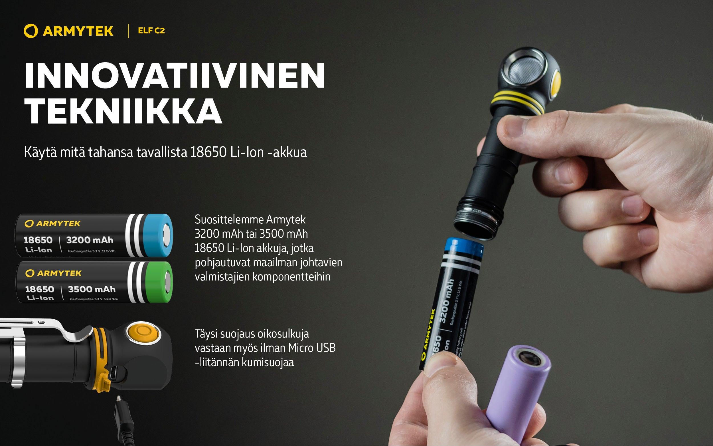 Armytek Elf C2 USB-C -otsavalo - Puutarhakone