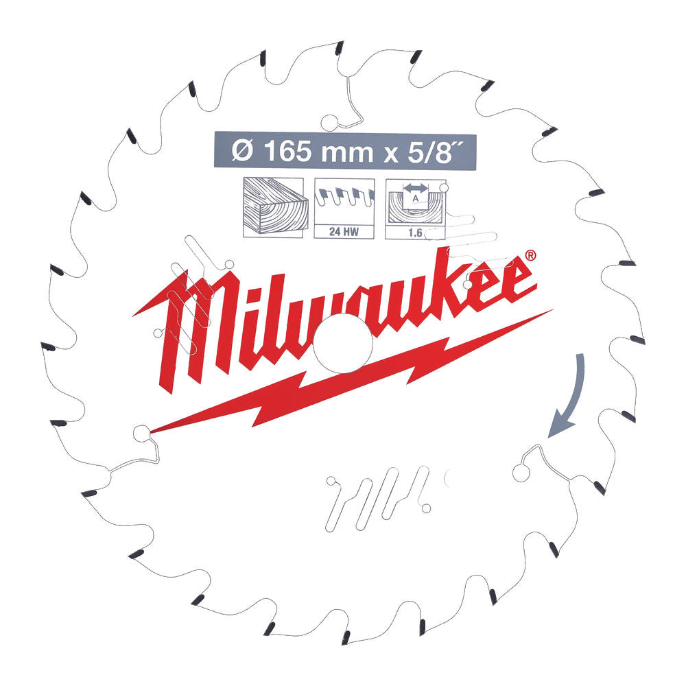 Milwaukee pyörösahanterä puulle W165/5/8"/24T