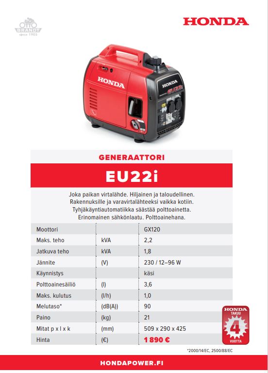 Honda EU22i generaattori